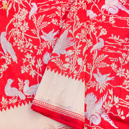 Katan Silk Shikargah Banarasi Saree | Bulbul - Khinkhwab