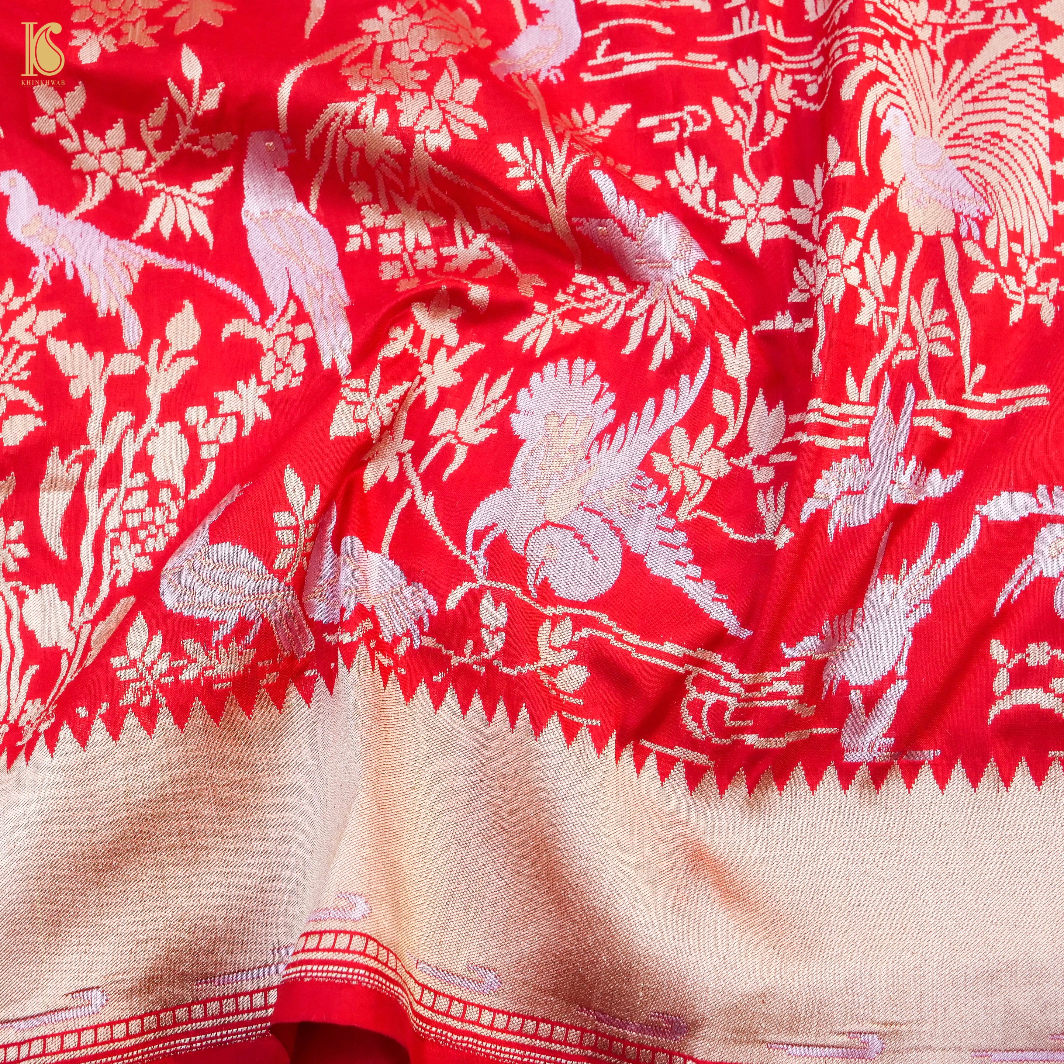 Katan Silk Shikargah Banarasi Saree | Bulbul - Khinkhwab