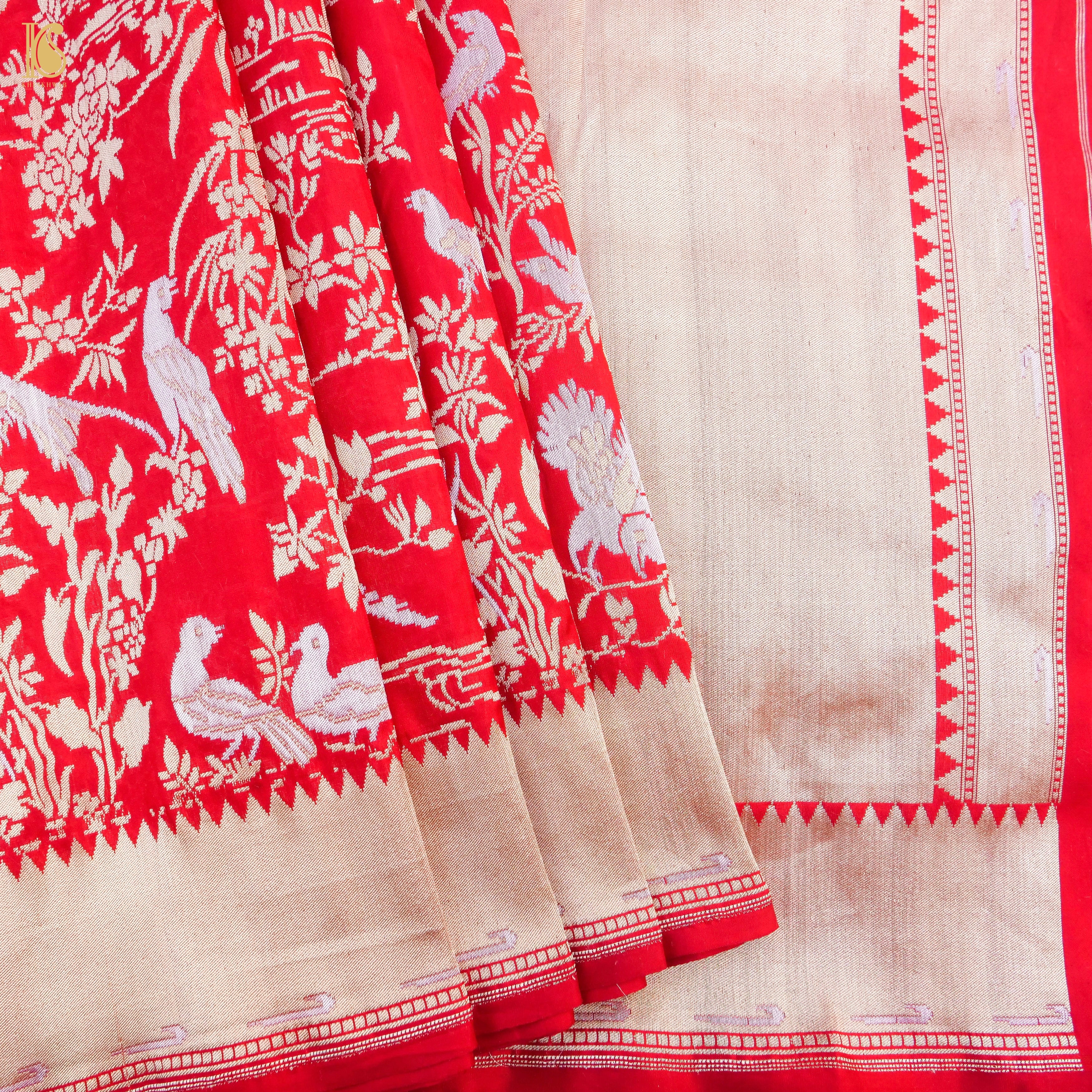 Katan Silk Shikargah Banarasi Saree | Bulbul - Khinkhwab