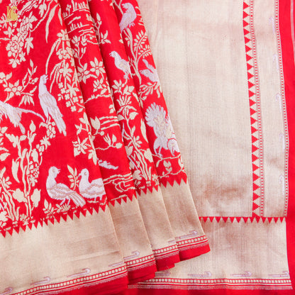 Katan Silk Shikargah Banarasi Saree | Bulbul - Khinkhwab