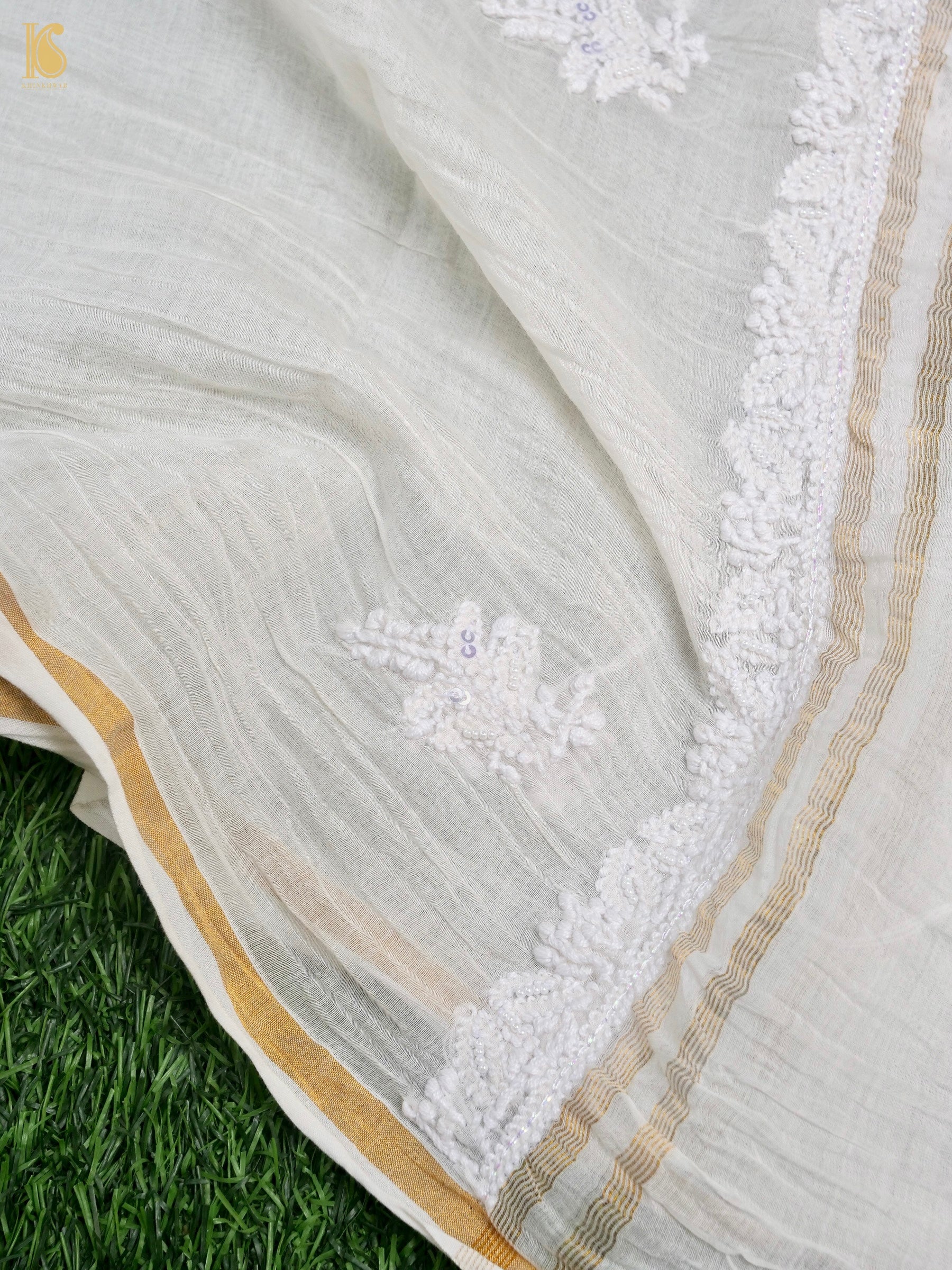 Pure Mul Cotton Silk Suit Set with Chikankari Work