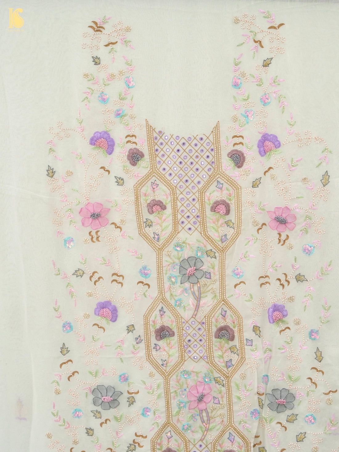 Pure Georgette Suit Set with Chikankari & Parsi Work