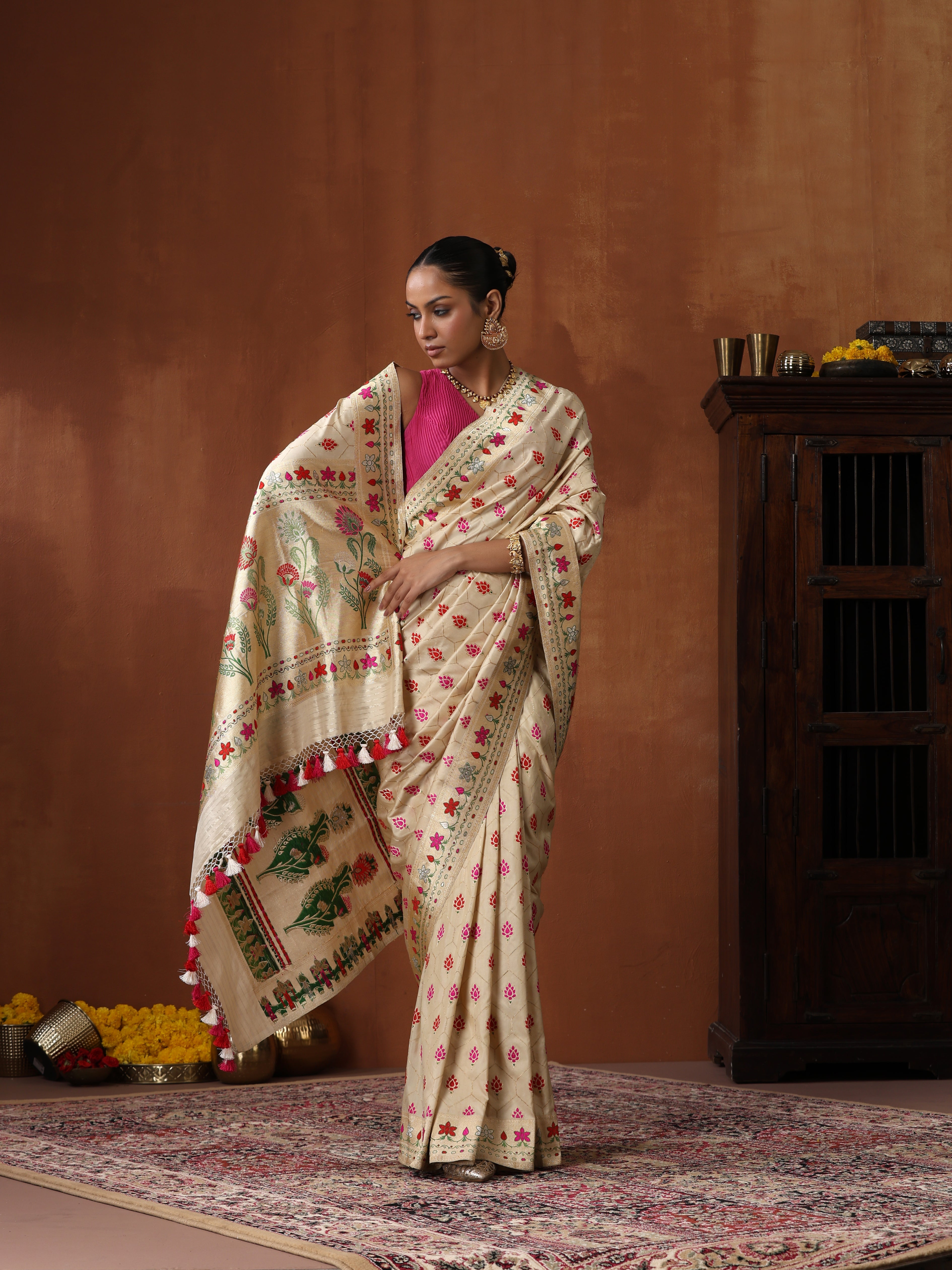 Banarasi Handloom Pure Katan Silk Kadwa Saree