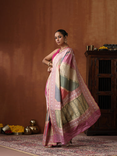 Handloom Pure Tissue Silk Rangkat Banarasi Saree