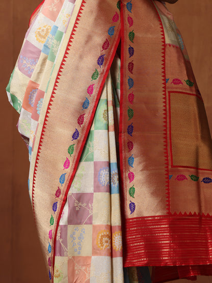 Handloom Banarasi Kadwa Rangkat Silk Saree