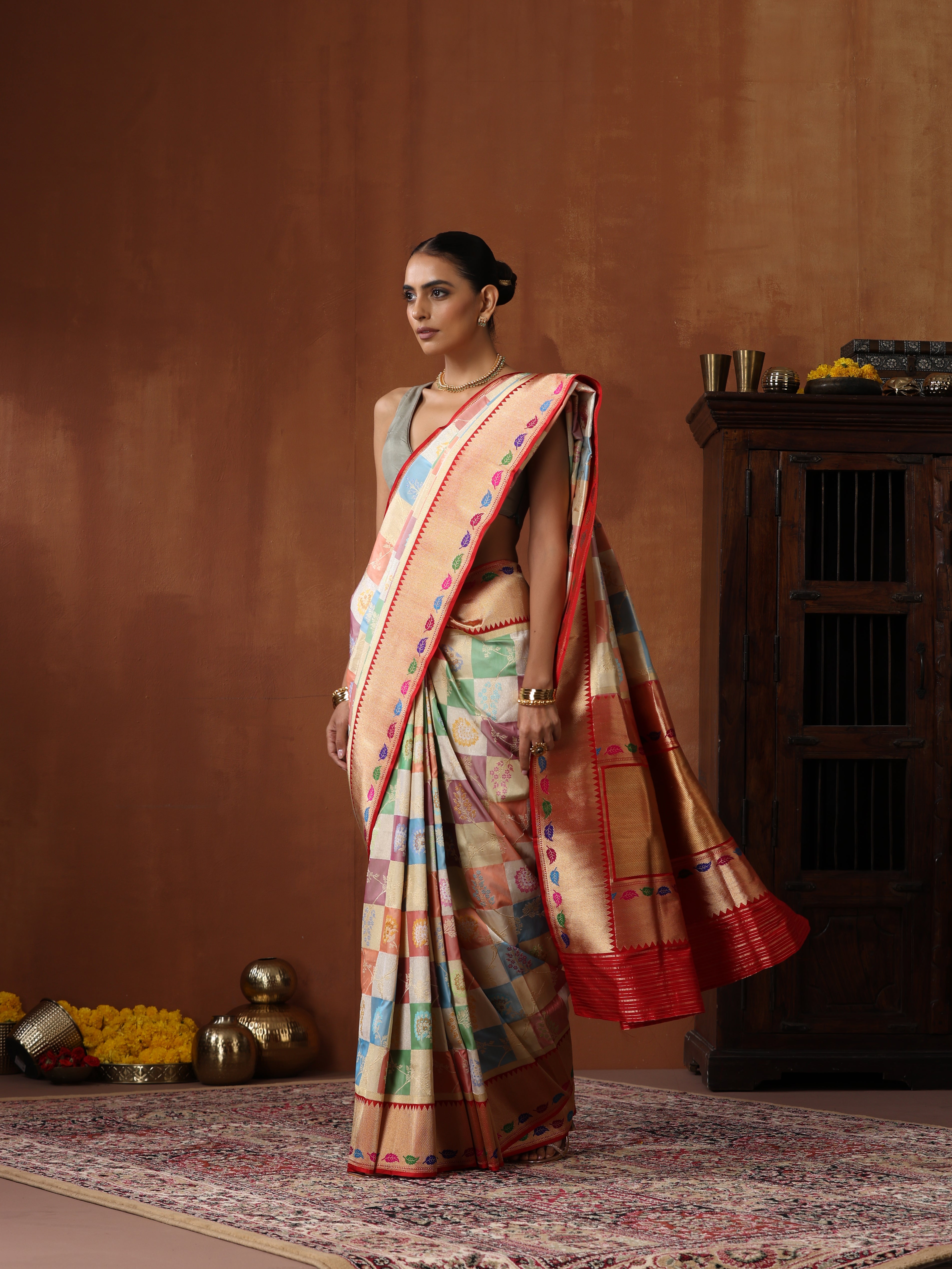 Handloom Banarasi Kadwa Rangkat Silk Saree