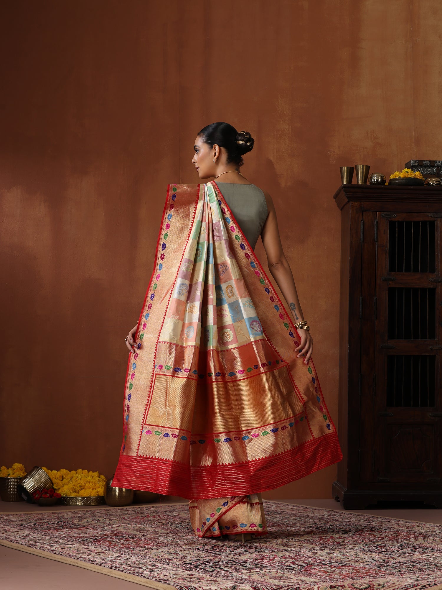 Handloom Banarasi Kadwa Rangkat Silk Saree