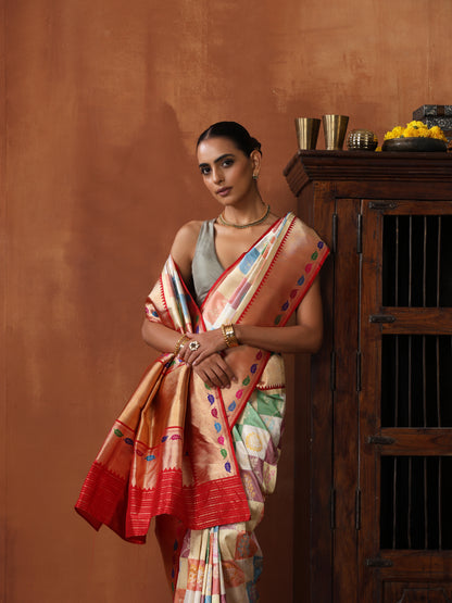 Handloom Banarasi Kadwa Rangkat Silk Saree