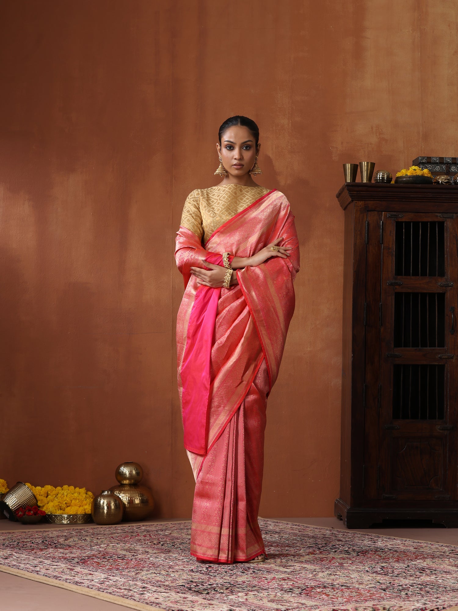 Handloom Banarasi Katan Silk Zari Tanchoi Saree