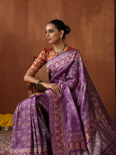 Handloom Baluchari Banarasi Katan Silk Shikargah Saree