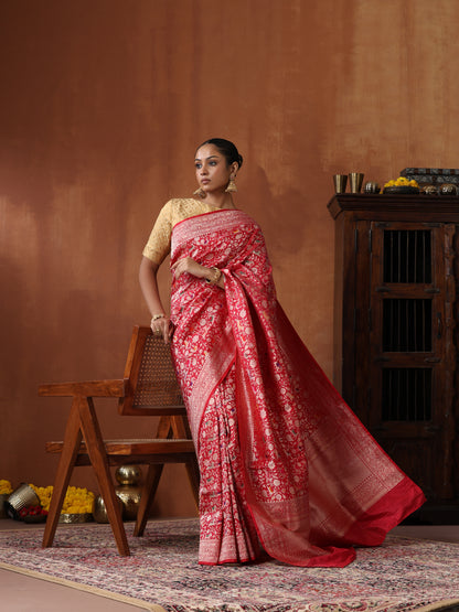 Handloom Banarasi Katan Shikargah Saree