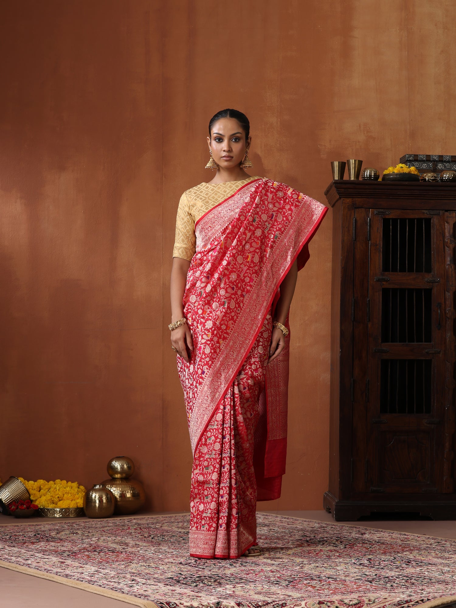 Handloom Banarasi Katan Shikargah Saree