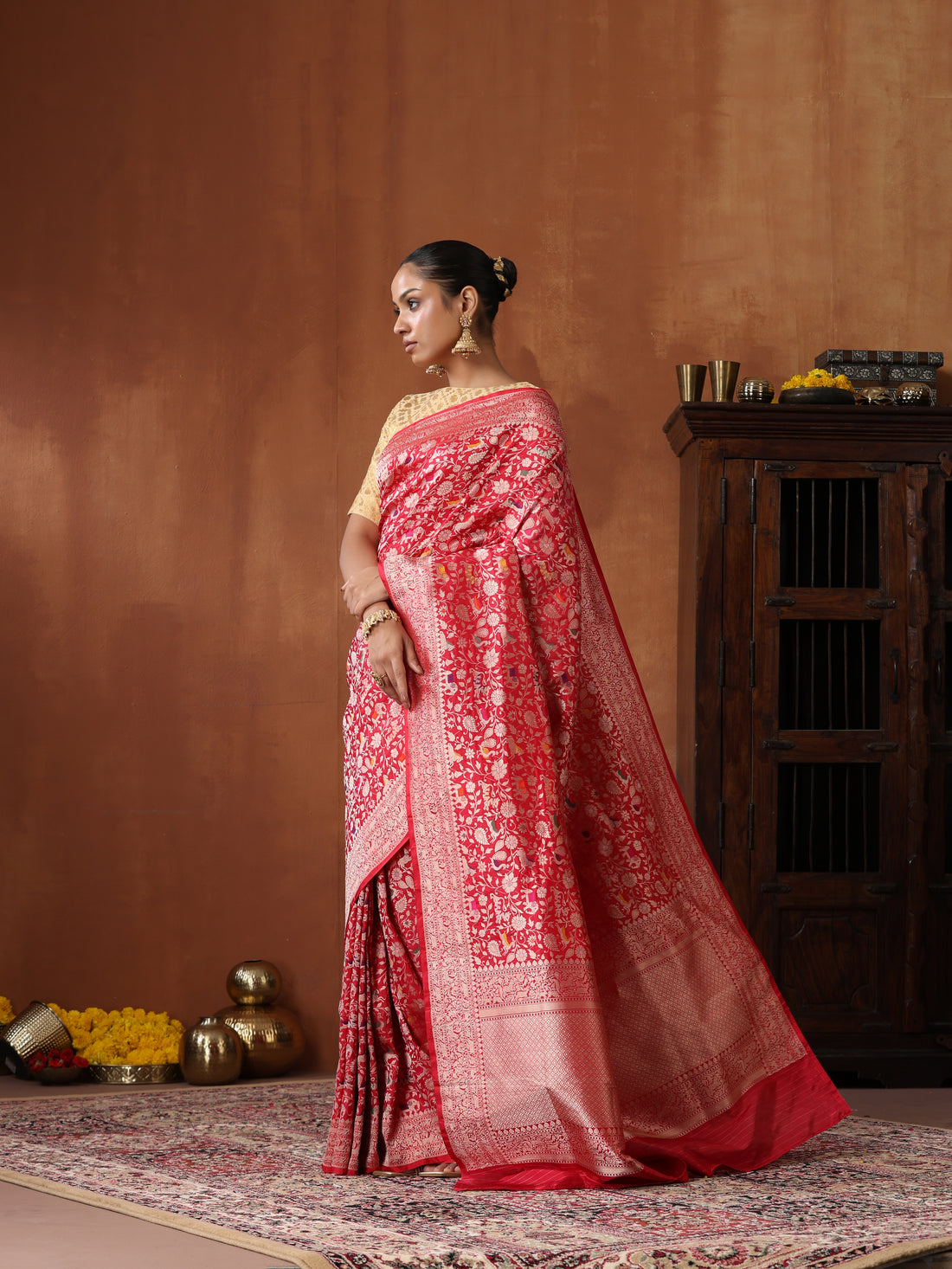 Handloom Banarasi Katan Shikargah Saree