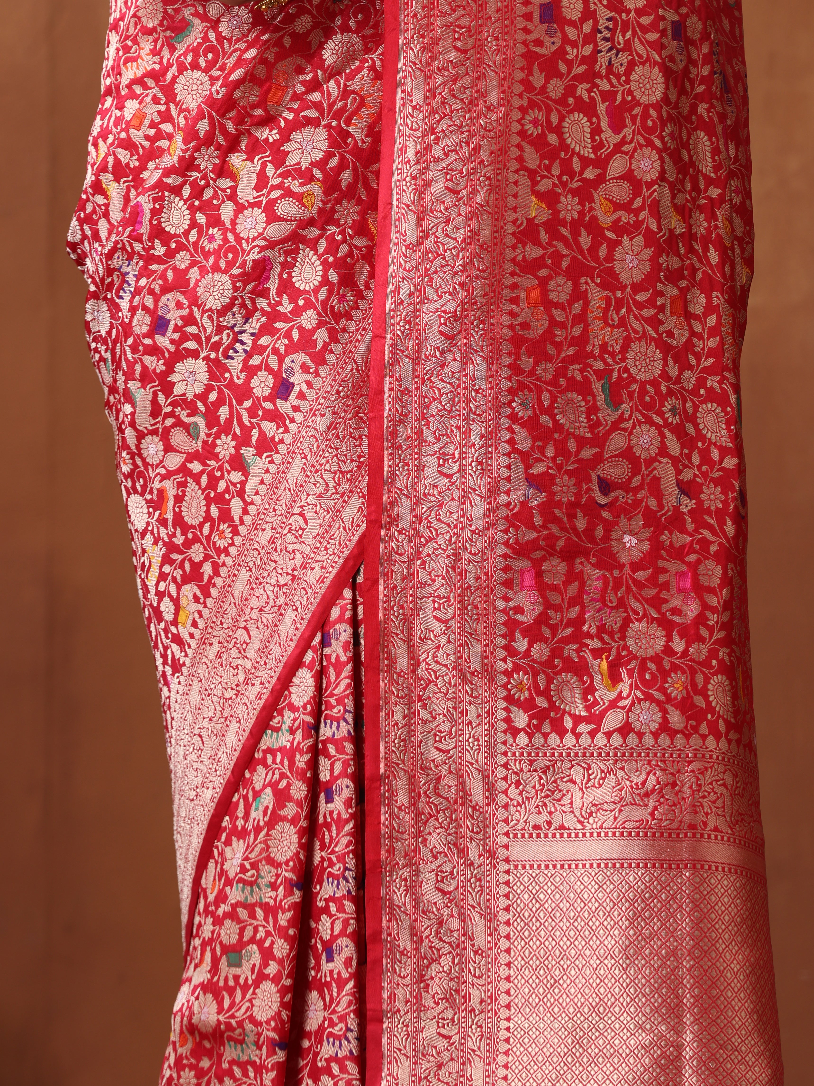 Handloom Banarasi Katan Shikargah Saree