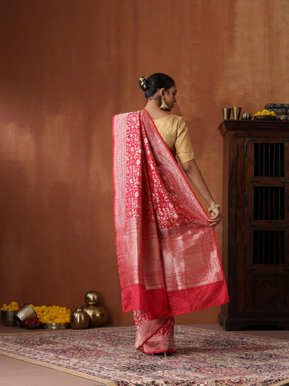 Handloom Banarasi Katan Shikargah Saree