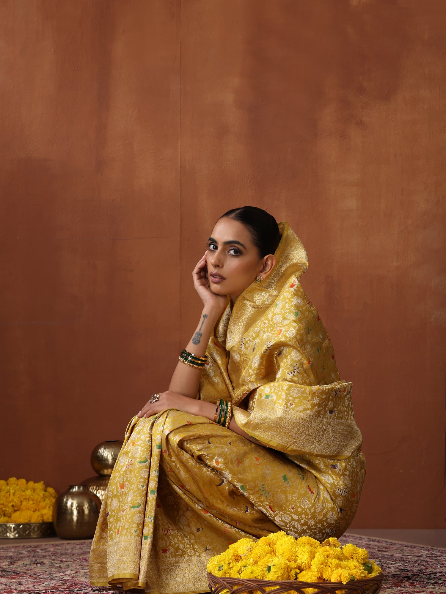 Handloom Banarasi Katan Shikargah Saree