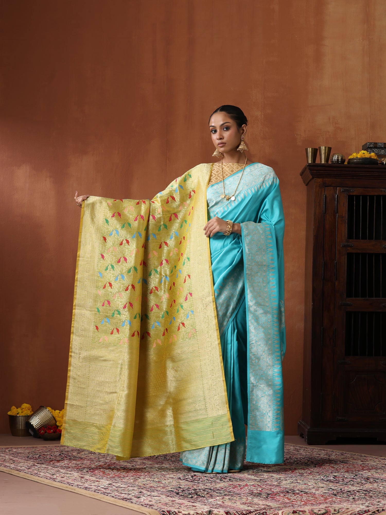 Handloom Banarasi Katan Silk Chidiya Dupatta