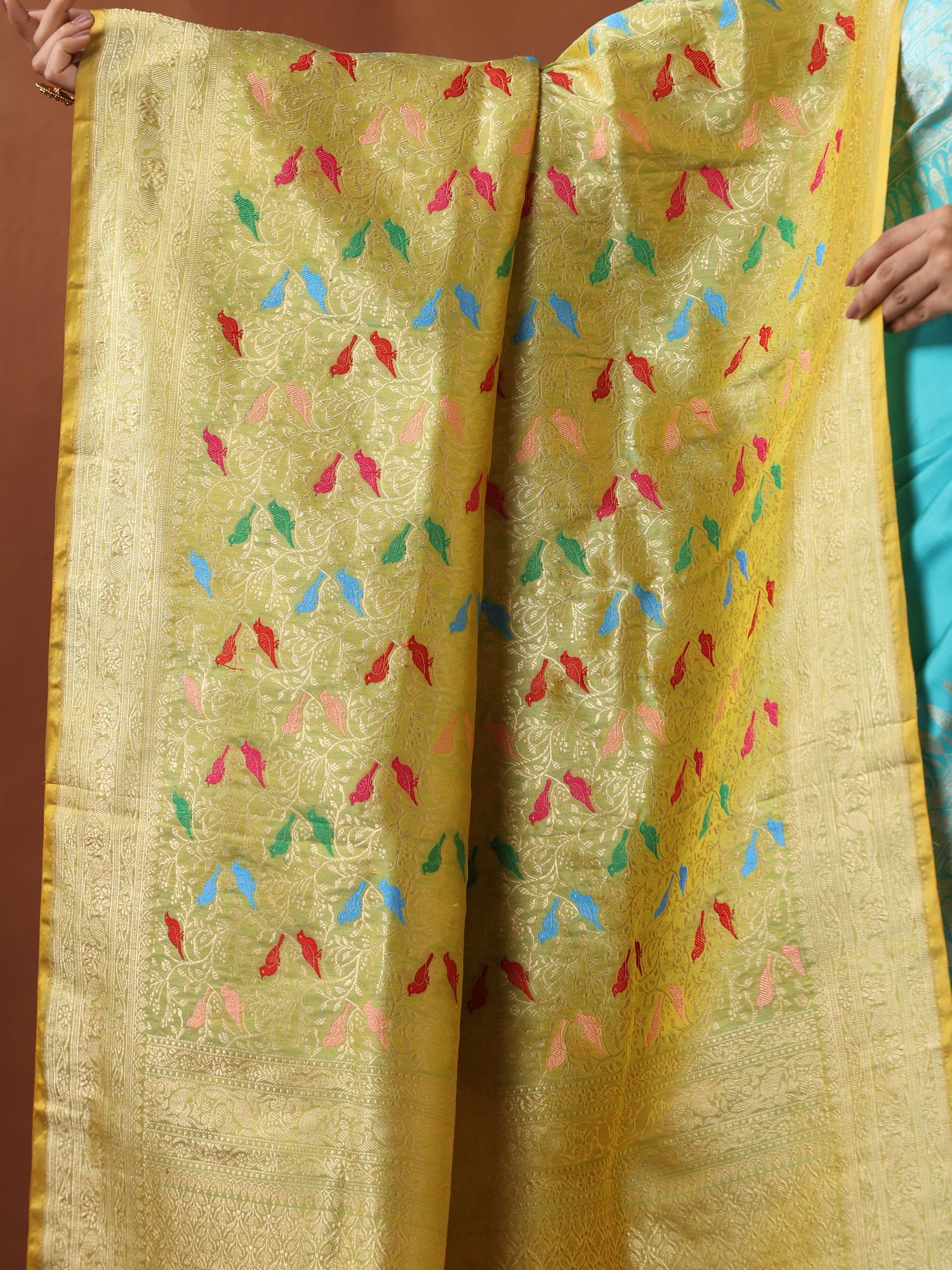 Handloom Banarasi Katan Silk Chidiya Dupatta