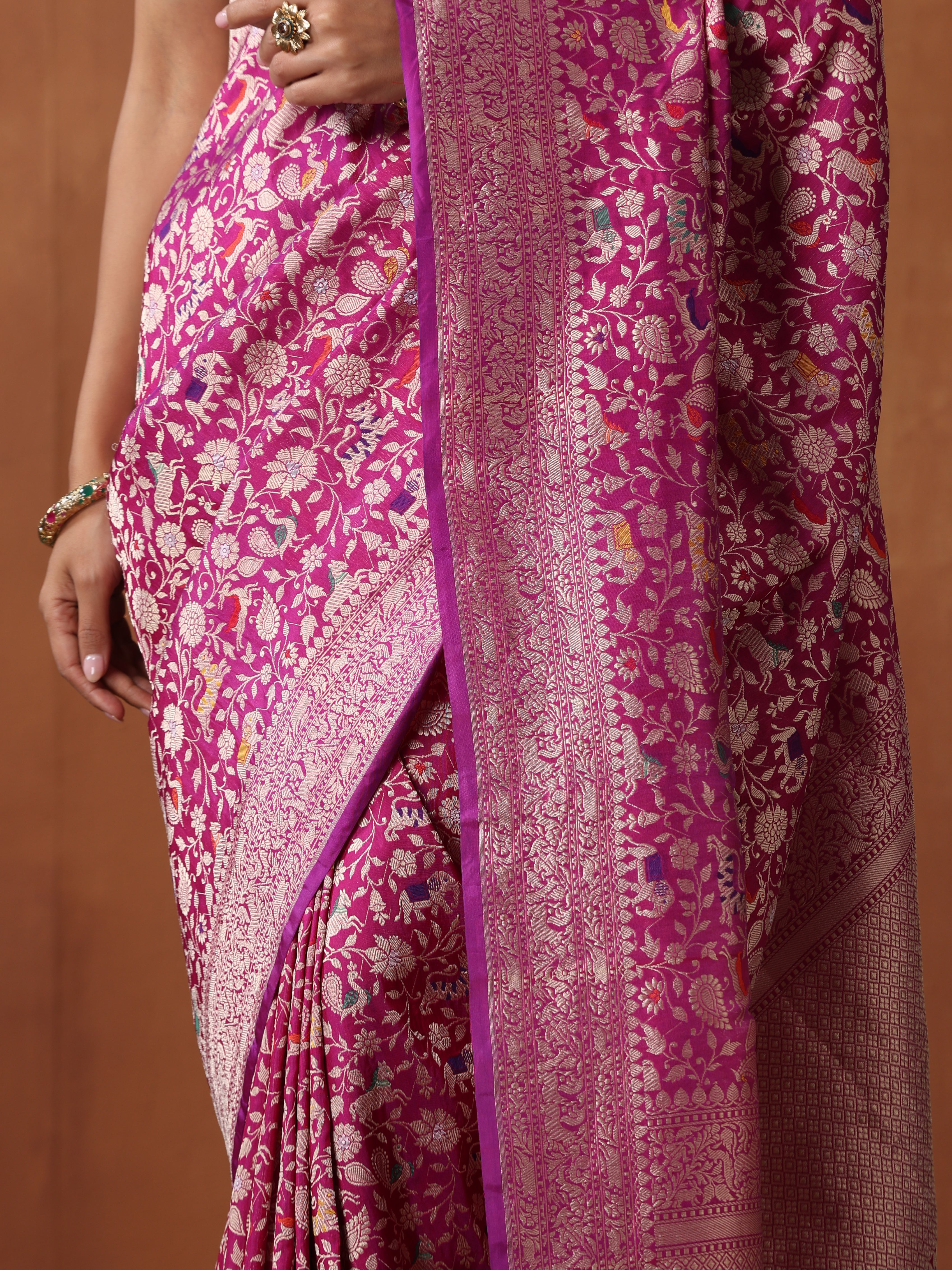 Handloom Banarasi Katan Shikargah Saree