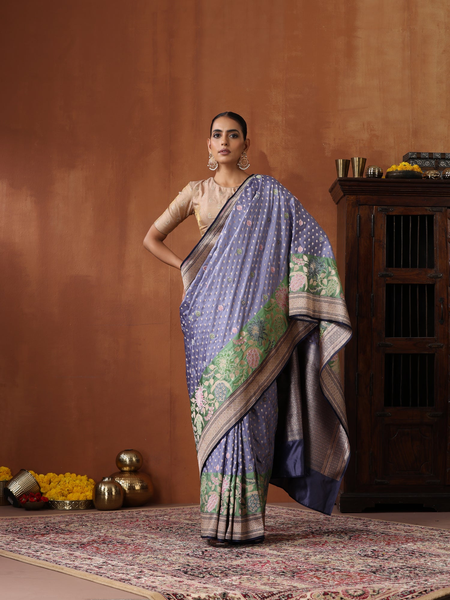 Banarasi Handloom Pure Katan Silk Saree with Tilfi Border