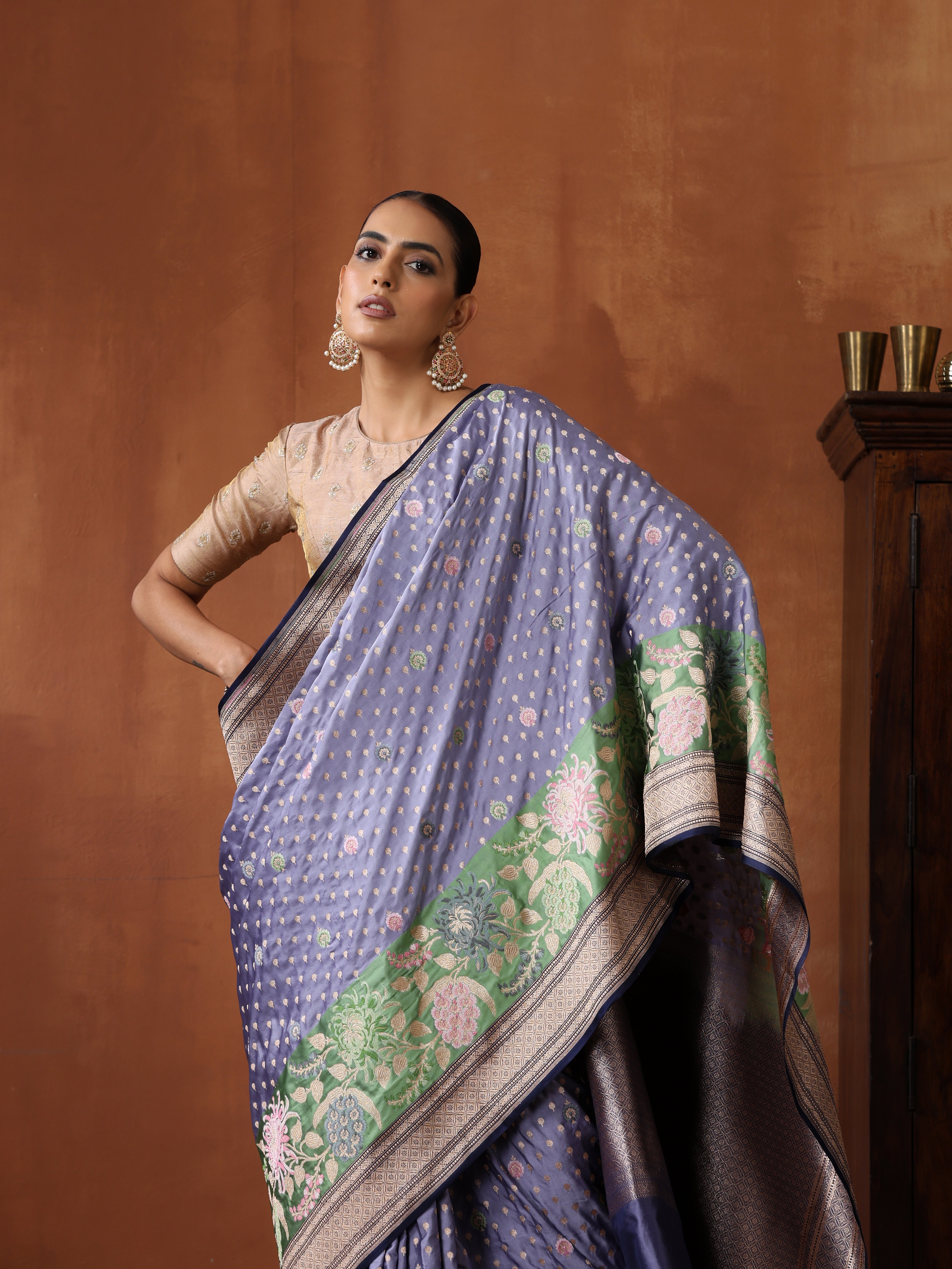 Banarasi Handloom Pure Katan Silk Saree with Tilfi Border