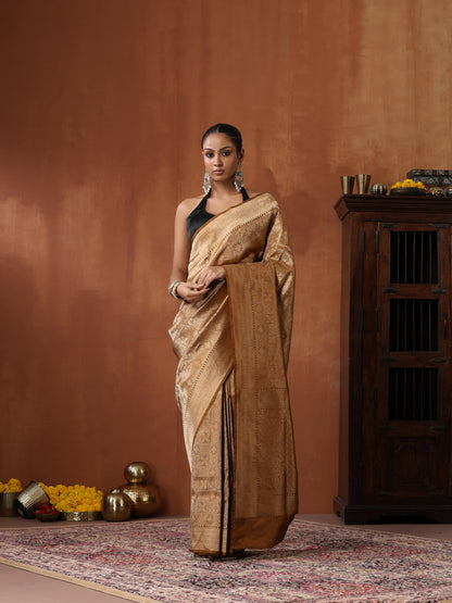 Handloom Banarasi Katan Silk Zari Tanchoi Saree