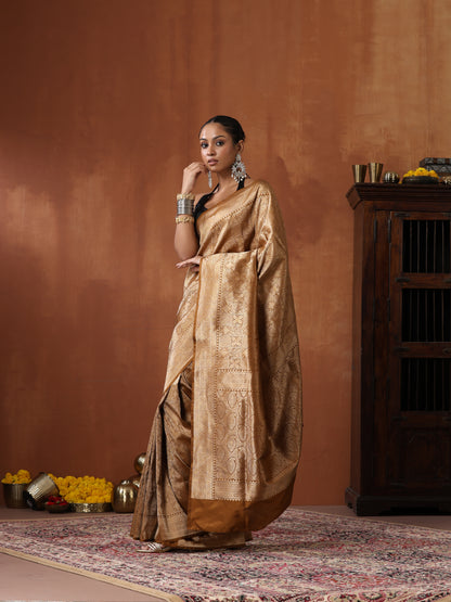 Handloom Banarasi Katan Silk Zari Tanchoi Saree