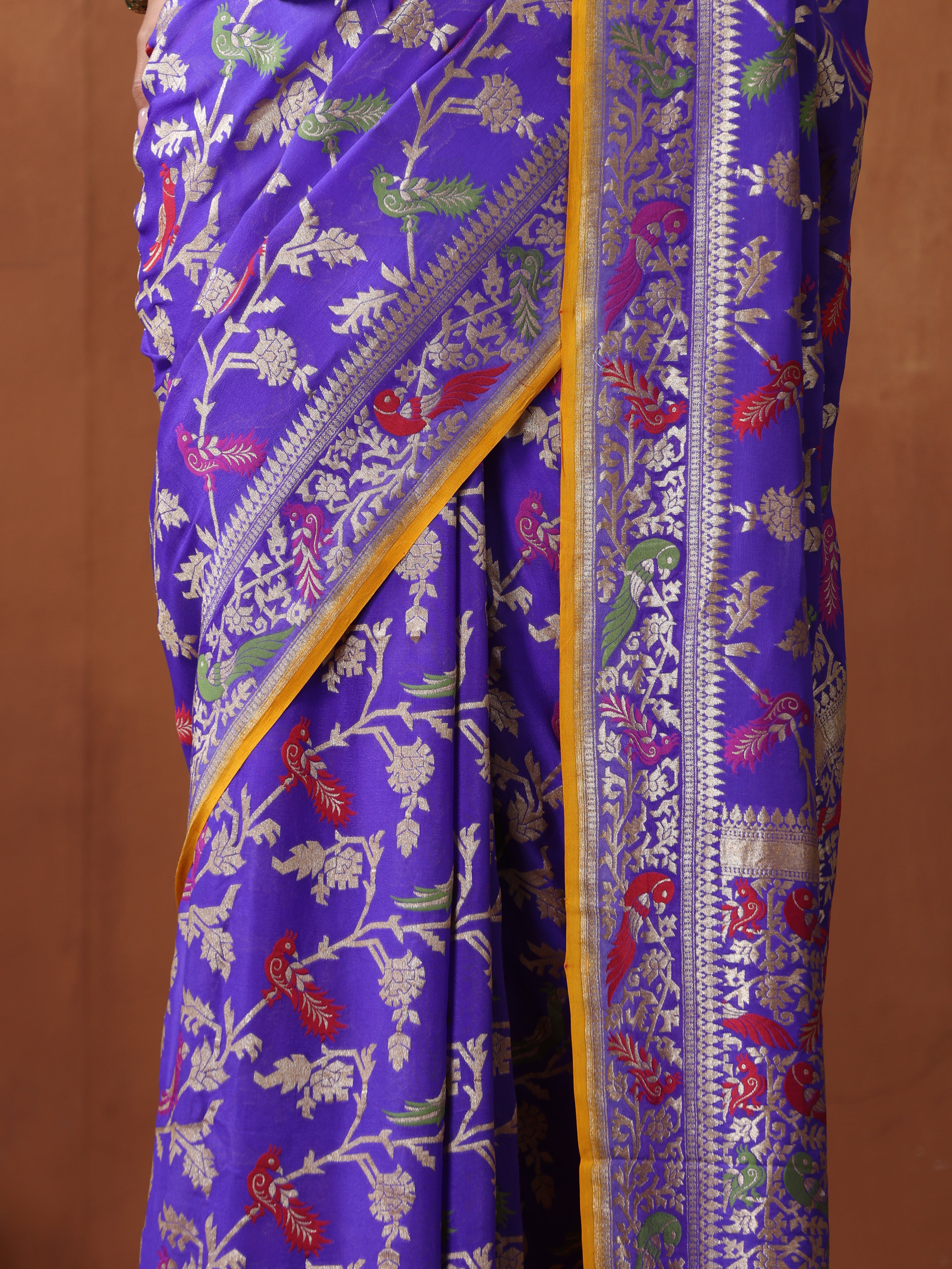 Georgette Banarasi Birds of Paradise Saree