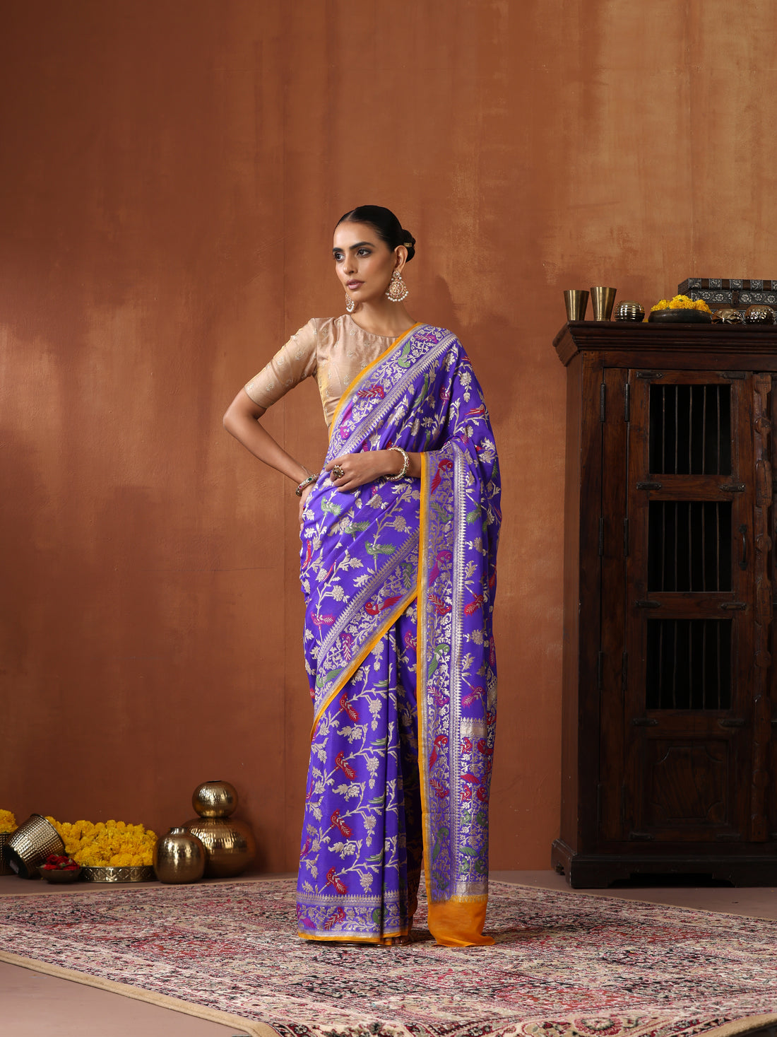 Georgette Banarasi Birds of Paradise Saree