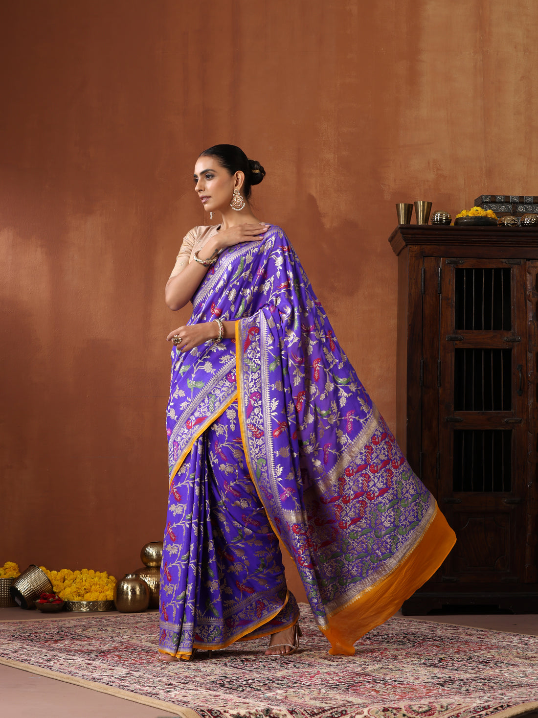 Georgette Banarasi Birds of Paradise Saree