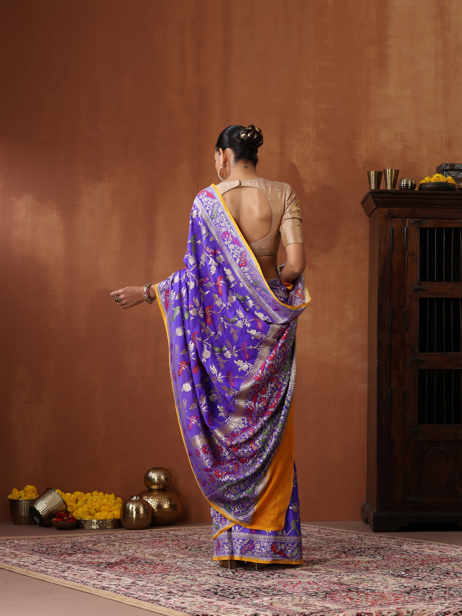 Georgette Banarasi Birds of Paradise Saree