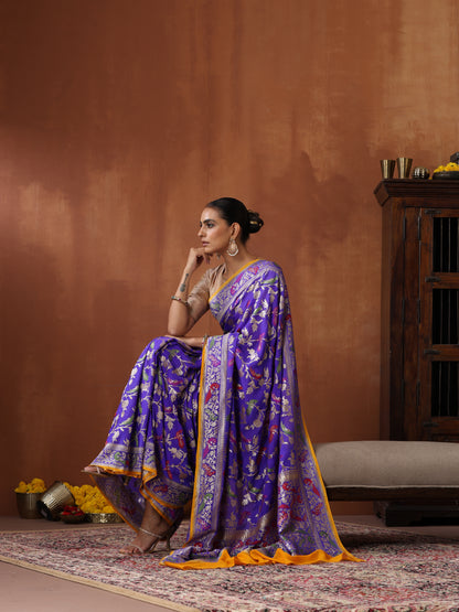 Georgette Banarasi Birds of Paradise Saree