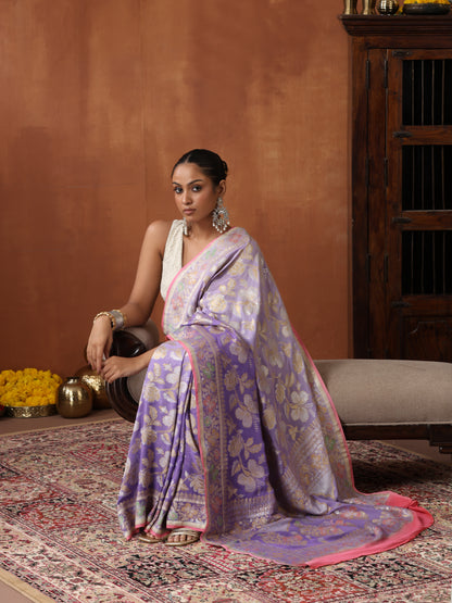 Georgette Handloom Banarasi Dahlia Saree