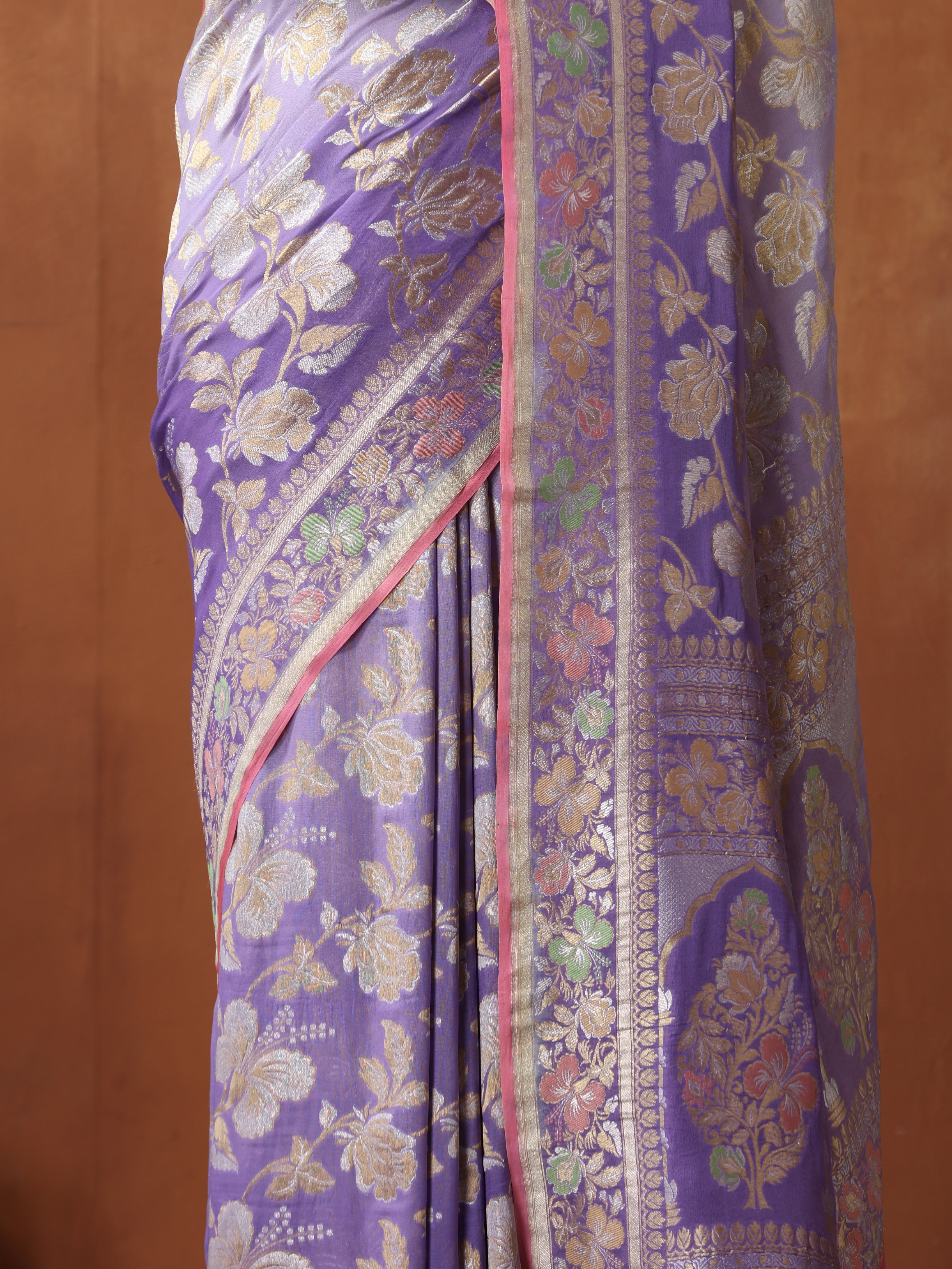 Georgette Handloom Banarasi Dahlia Saree