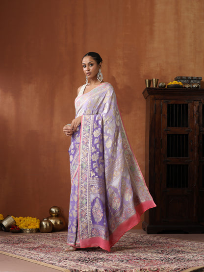 Georgette Handloom Banarasi Dahlia Saree