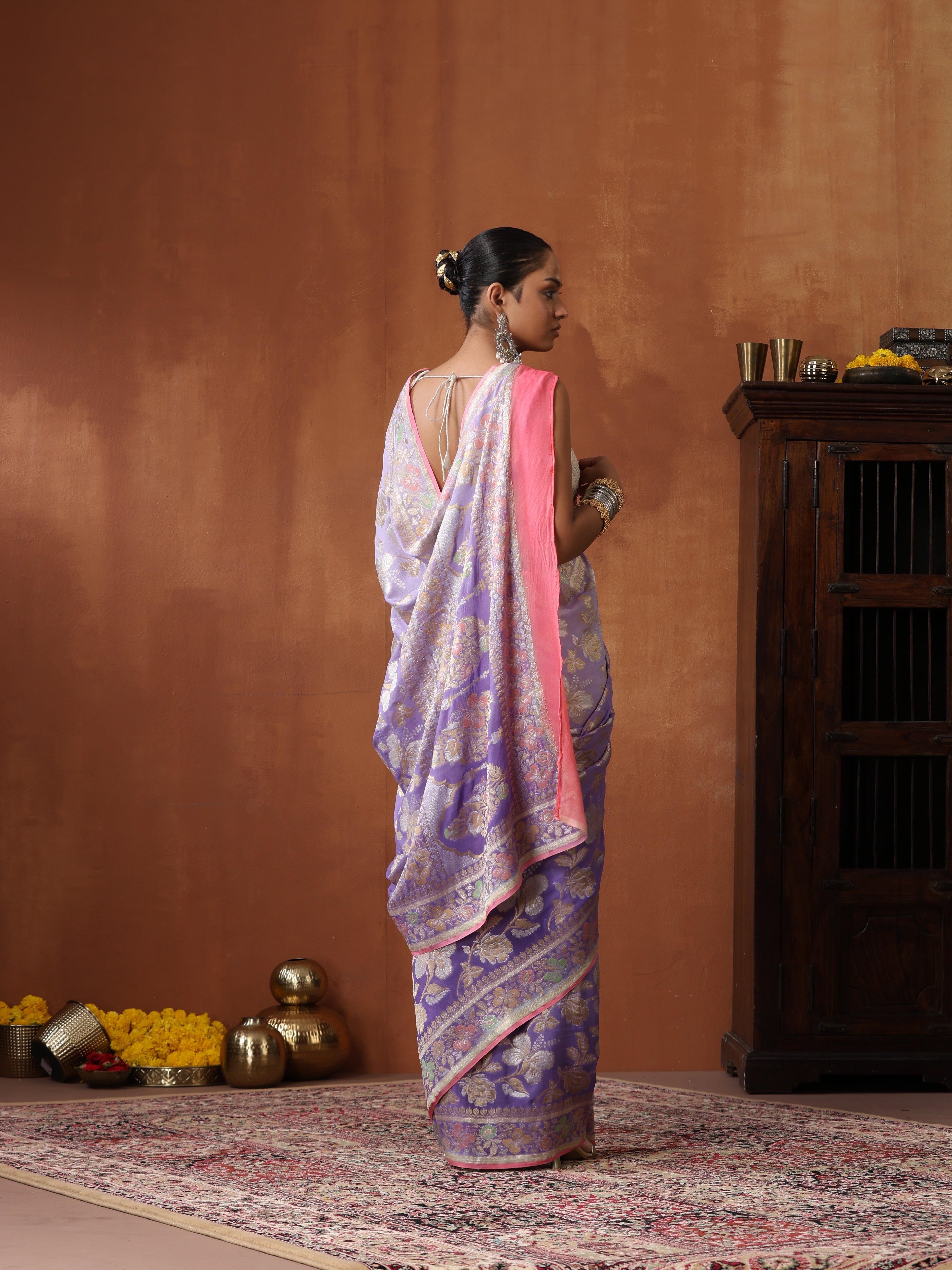 Georgette Handloom Banarasi Dahlia Saree