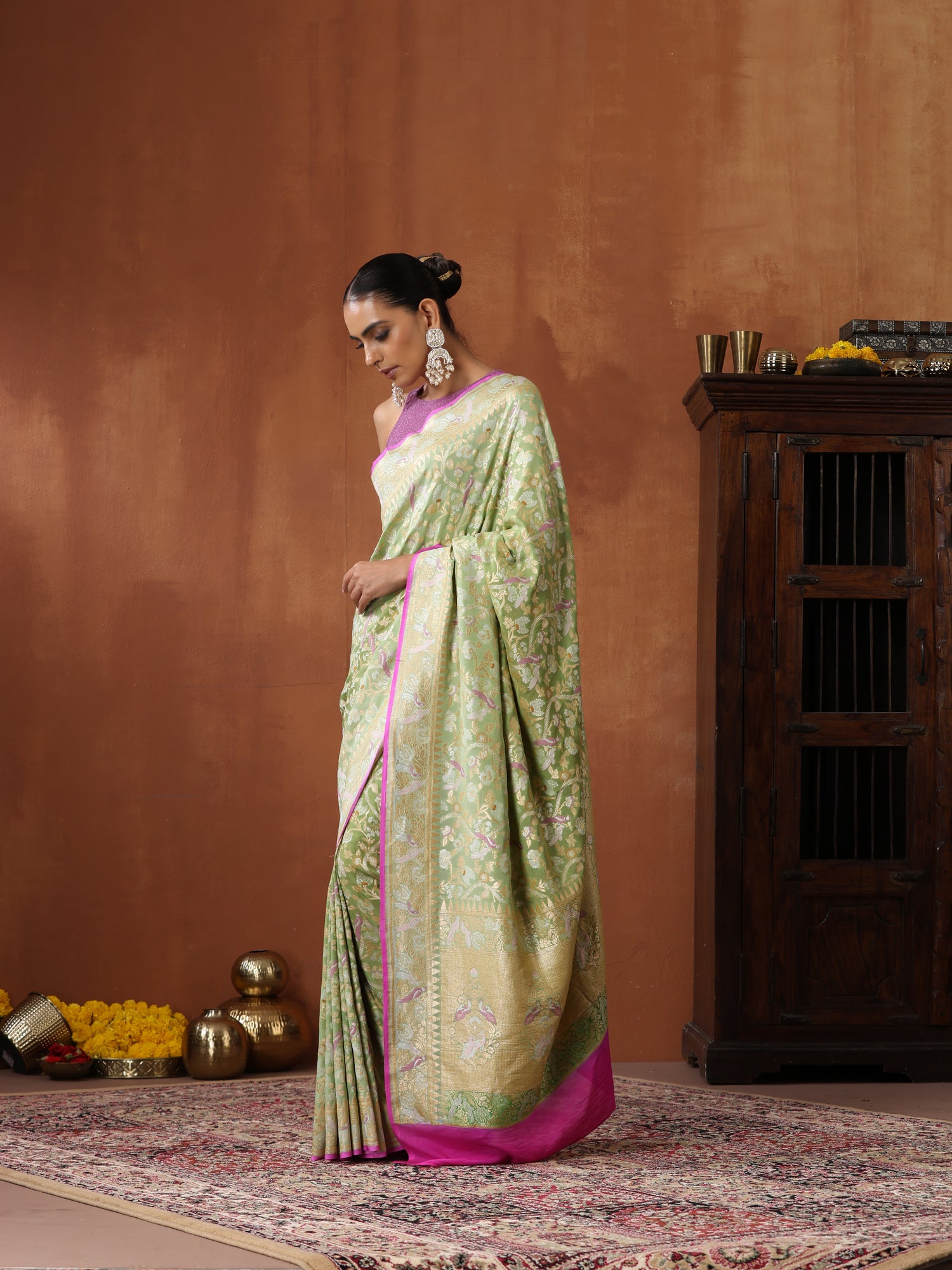 Georgette Banarasi Birds of Paradise Saree