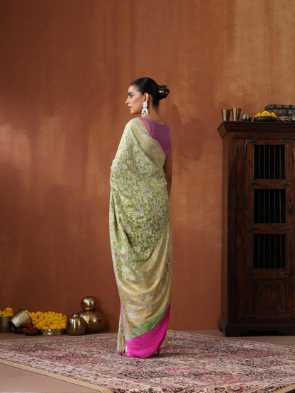 Georgette Banarasi Birds of Paradise Saree