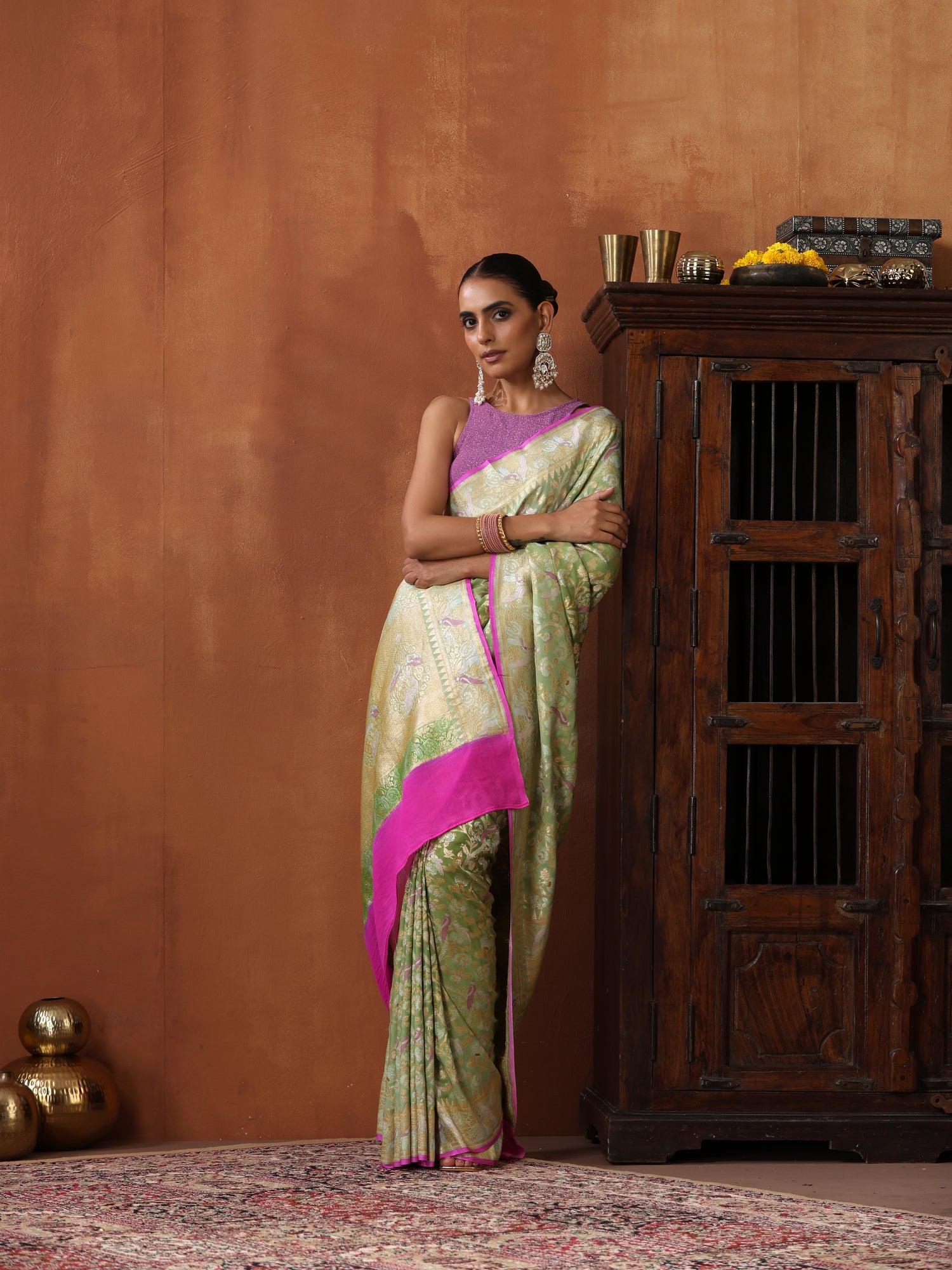 Georgette Banarasi Birds of Paradise Saree