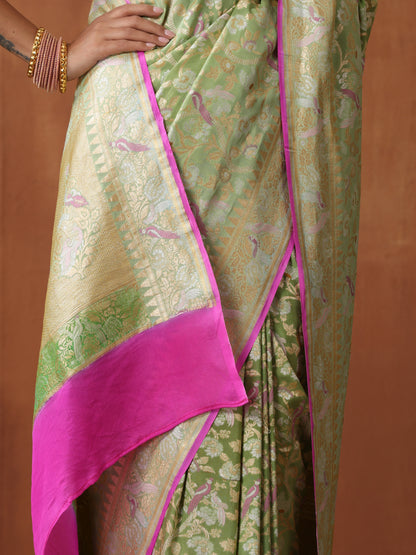 Georgette Banarasi Birds of Paradise Saree