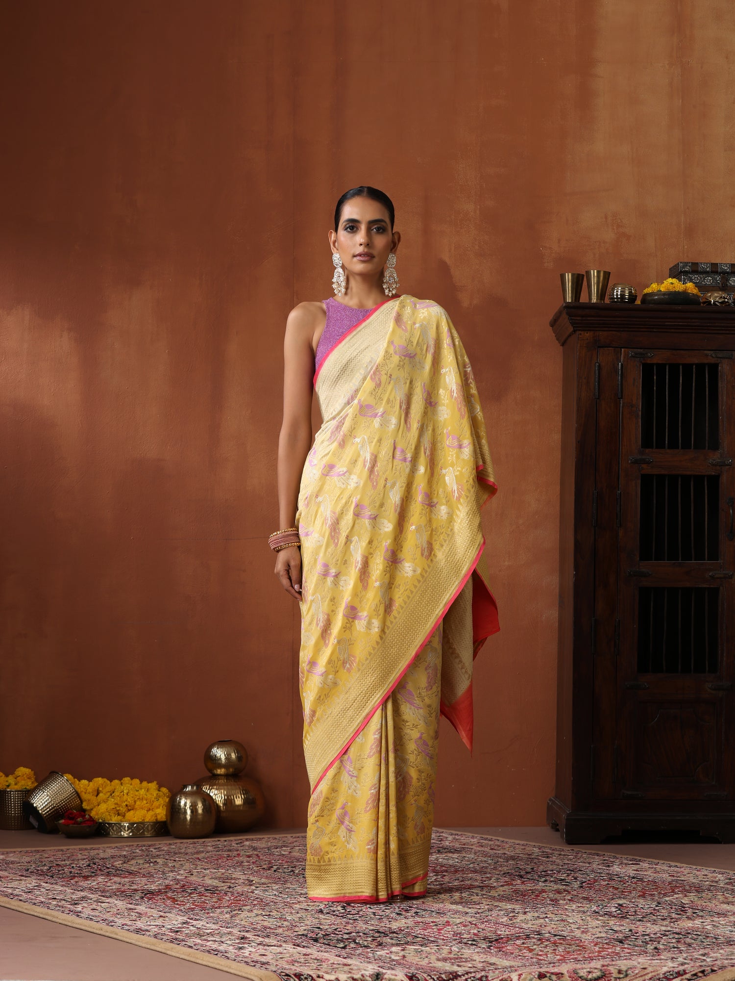 Georgette Banarasi Birds of Paradise Saree