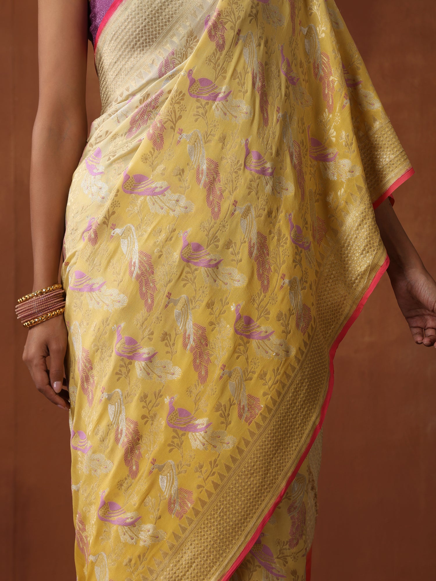 Georgette Banarasi Birds of Paradise Saree