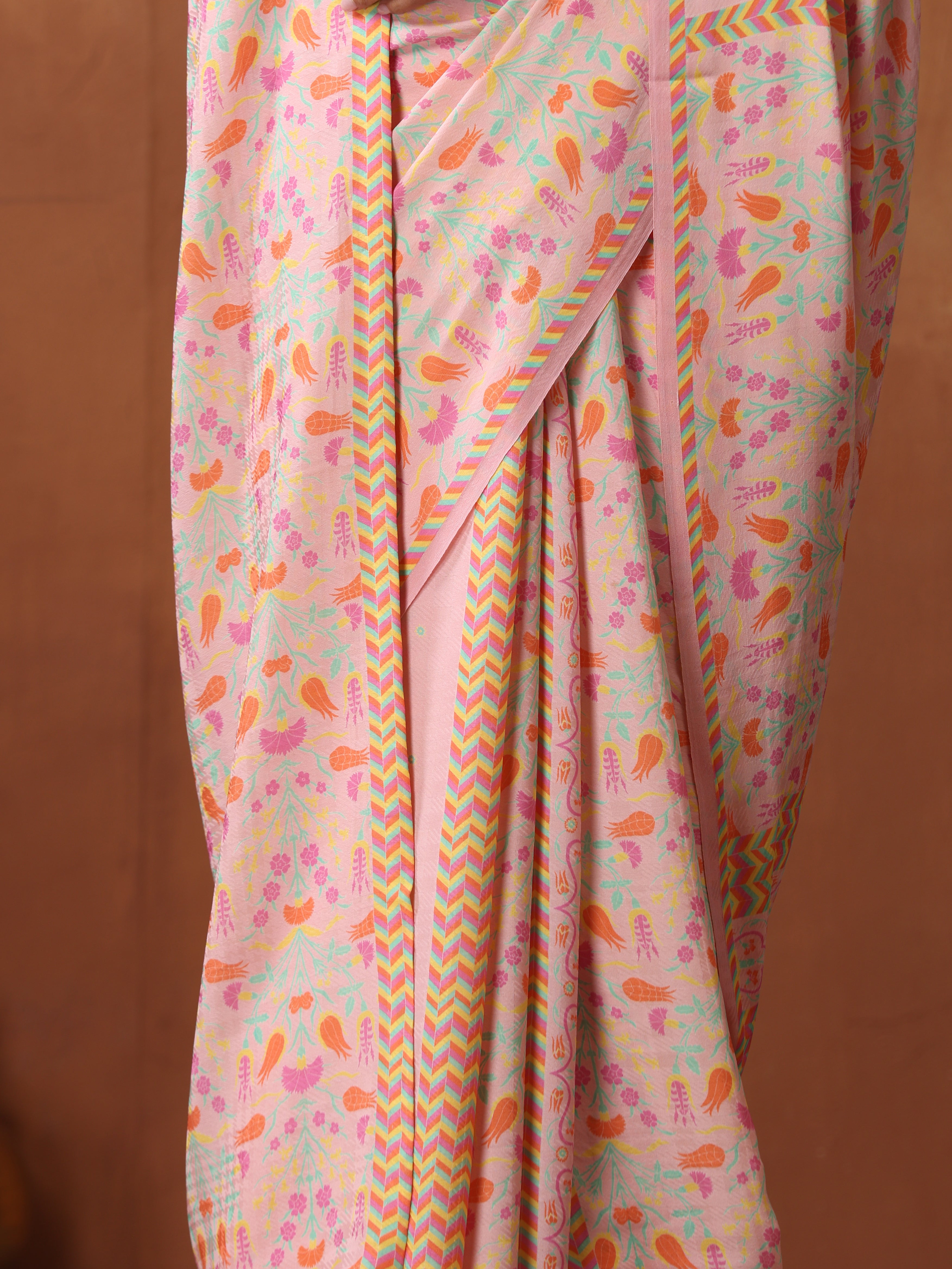 Georgette Silk Turkish Print Lale Saree