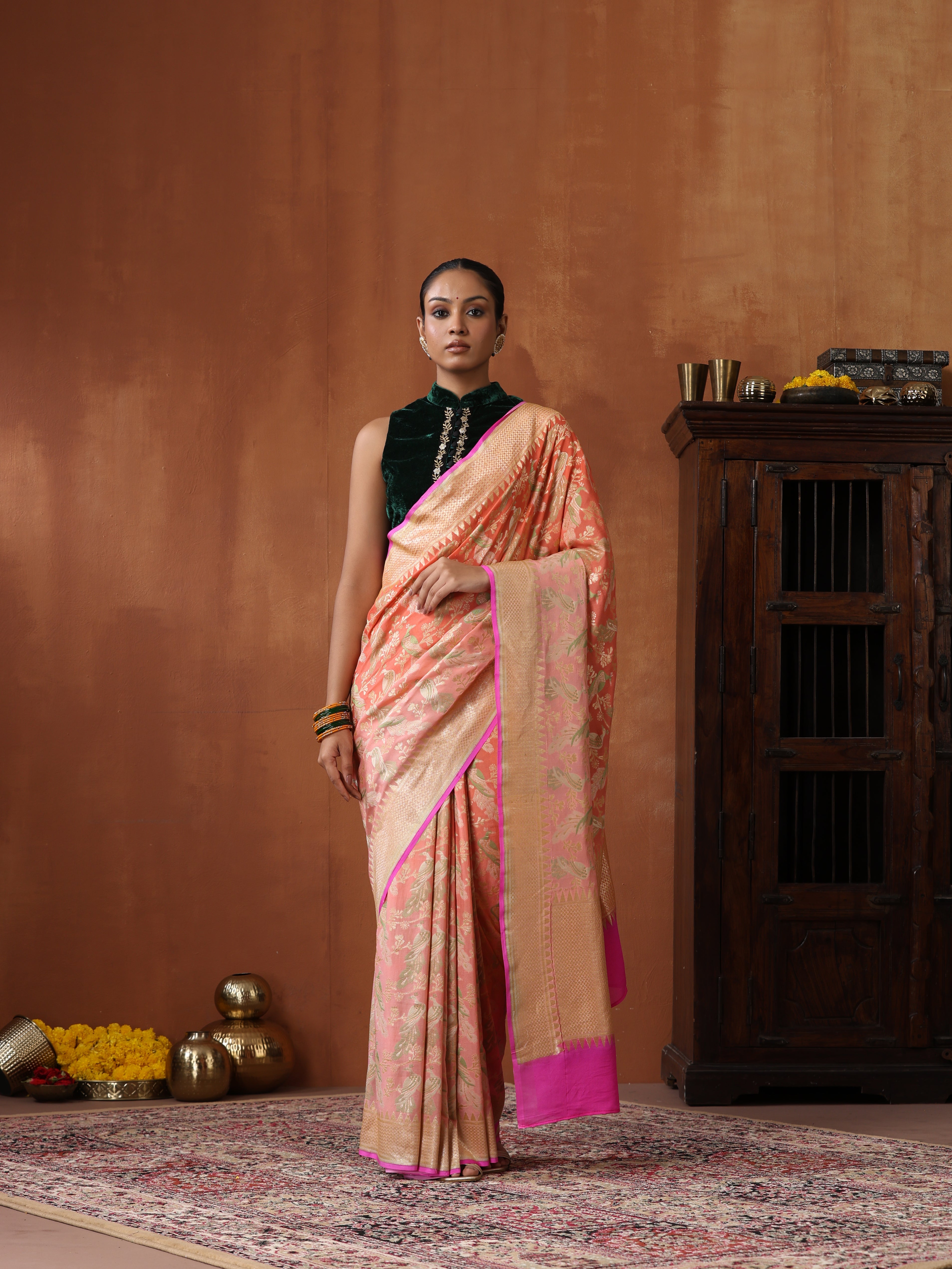 Georgette Banarasi Birds of Paradise Saree