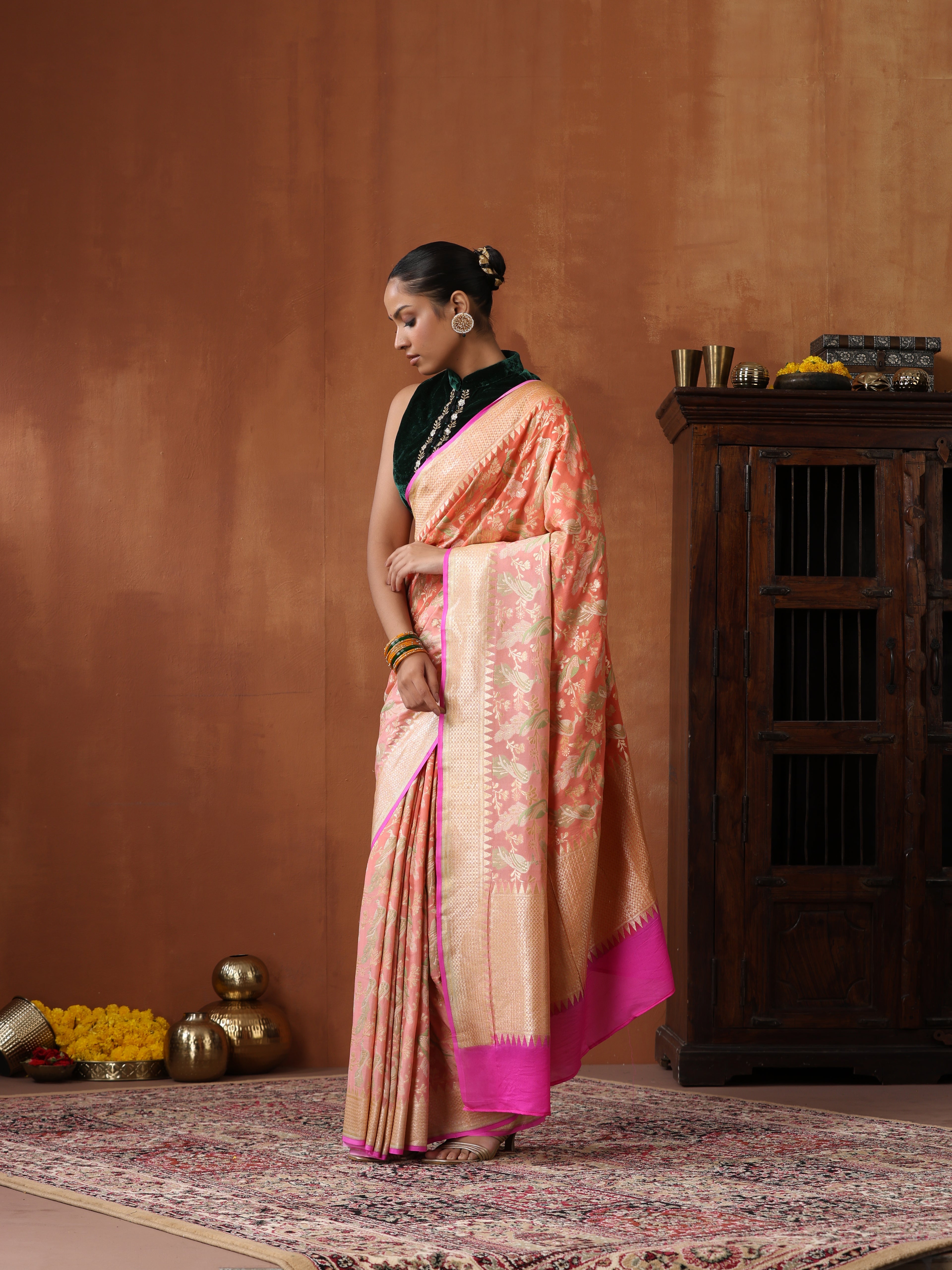 Georgette Banarasi Birds of Paradise Saree