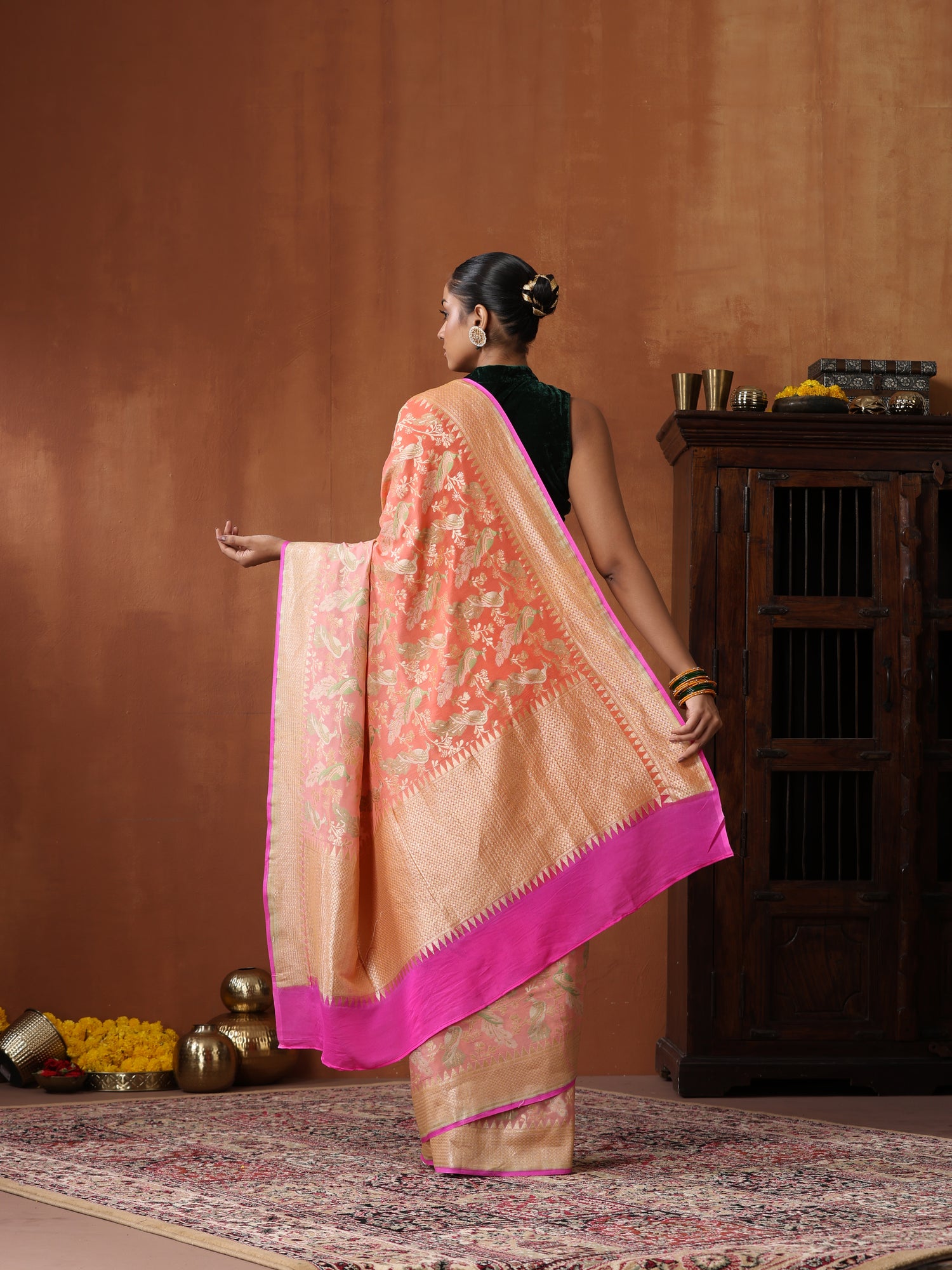 Georgette Banarasi Birds of Paradise Saree