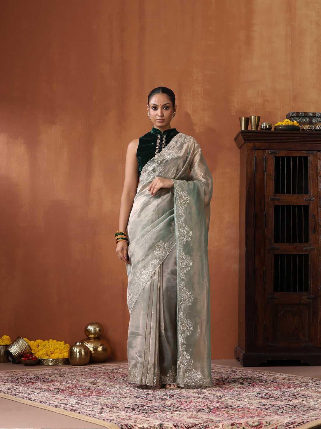 Tissue Silk Handwoven Banarasi Saree with Embriodery