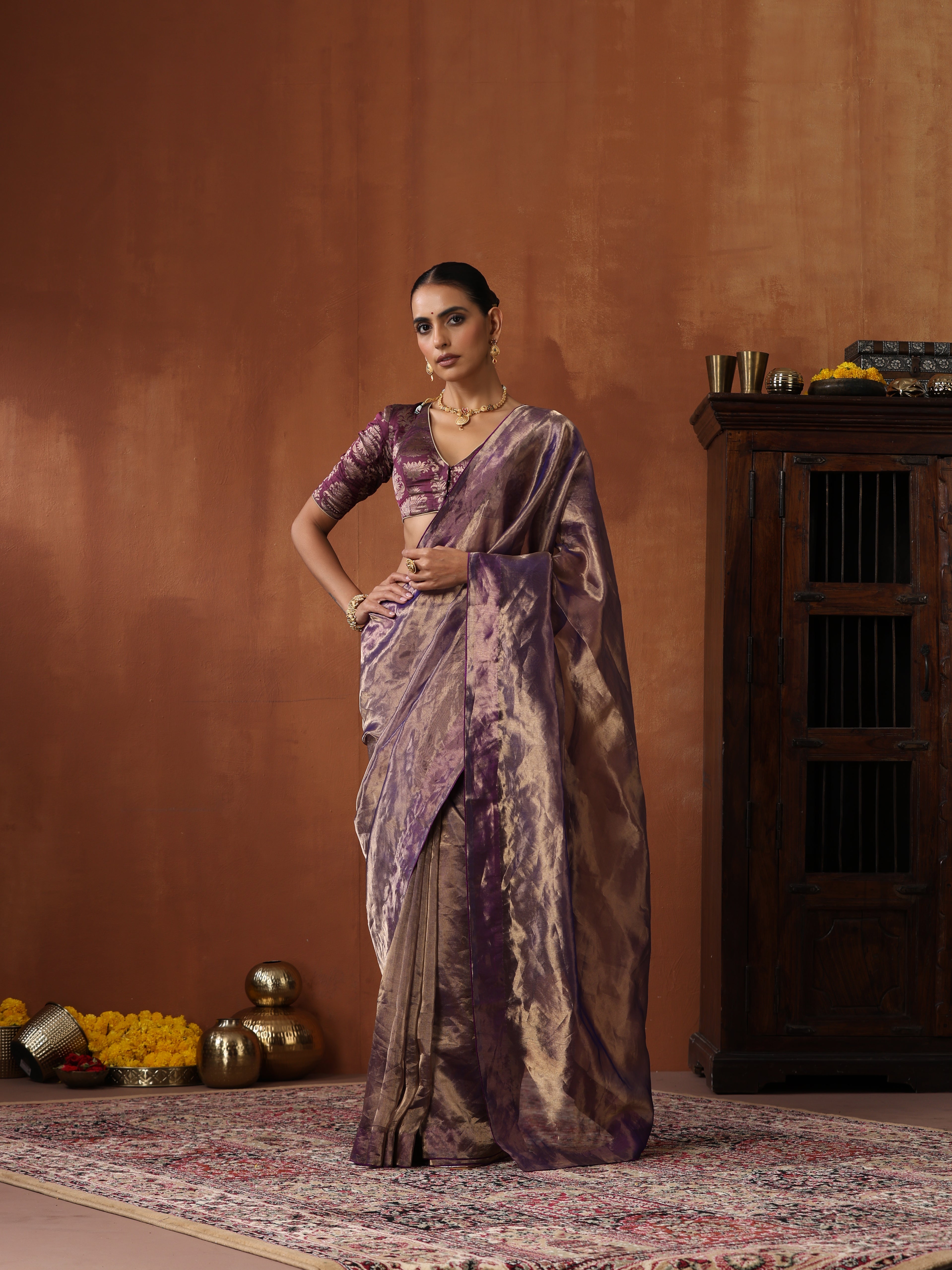 Banarasi Handwoven Tissue Silk Plain Saree