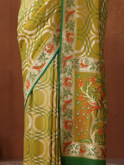 Pure Georgette Banarasi Bird Border Saree