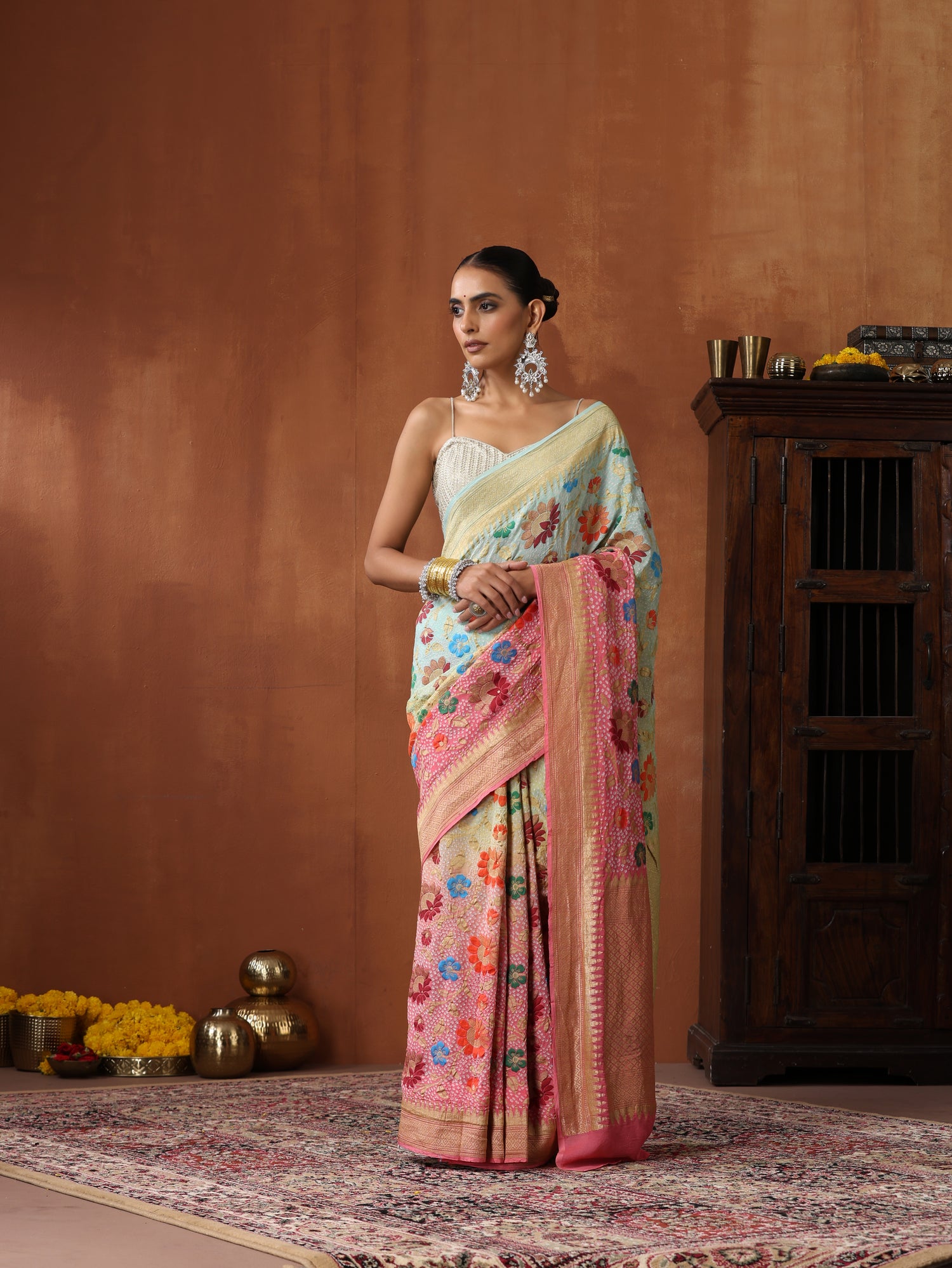 Handloom Banarasi Georgette Bandhani Saree